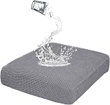 BXFUL Stretch Sofa Seat Cushion Cover, Waterproof Sofa Couch Cushion Covers Furniture Protector, Replacement for Individual Cushion Checks Jacquard Sofa Seat Furniture Cover (Large 1-Seater,Grey) - 1