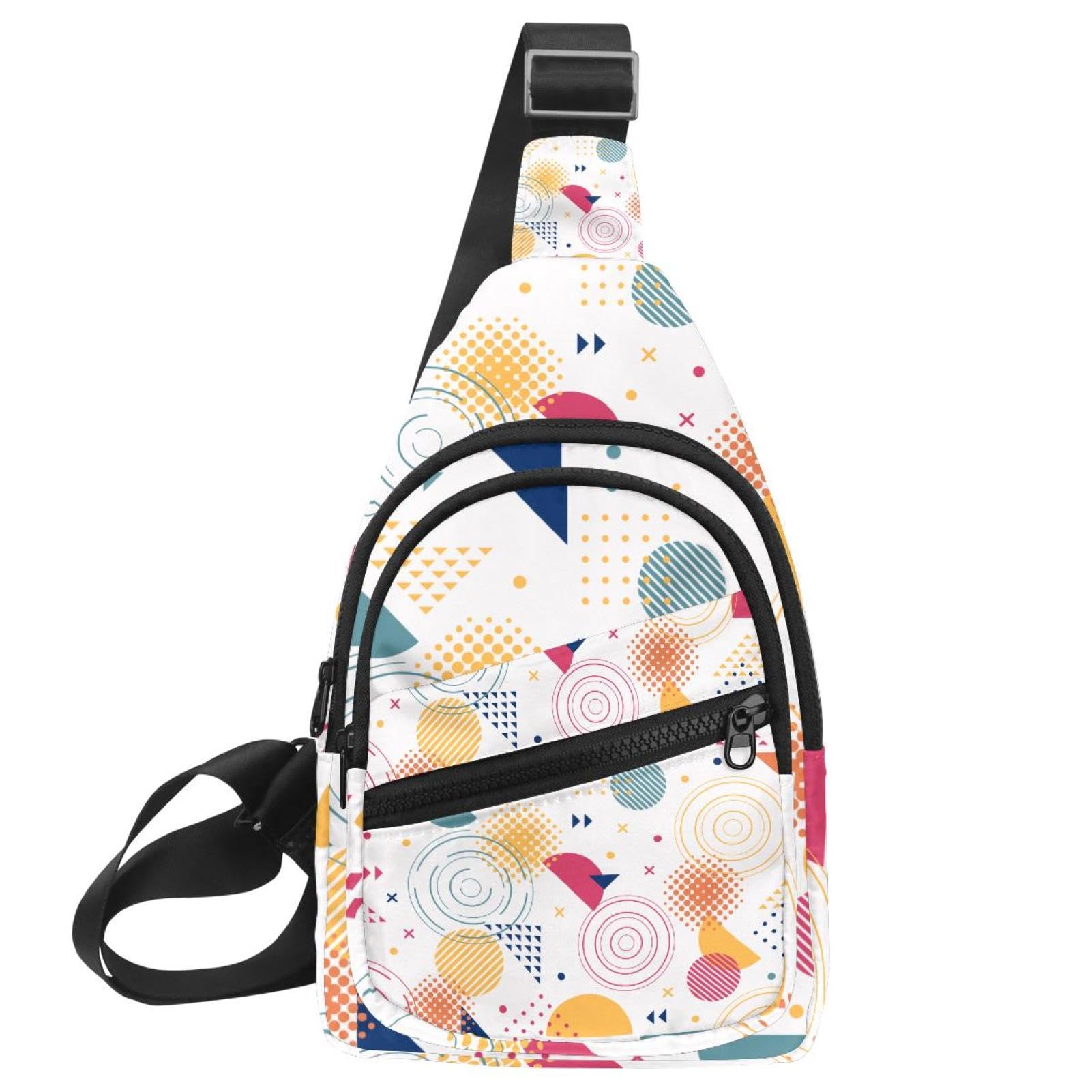 Sac à bandoulière voyage multicolore | Sac à dos sling géométrique - 7