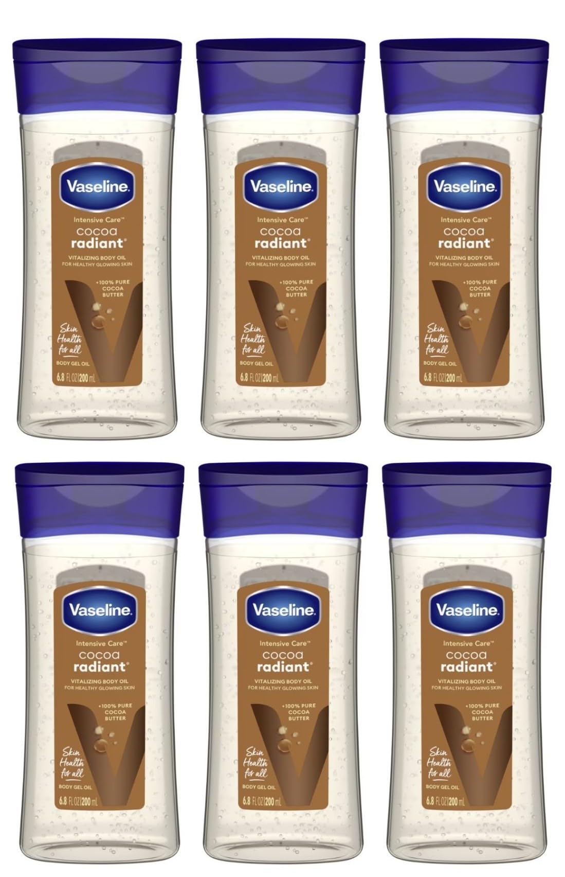 Vaseline Intensive Care Cocoa Radiant Gel Oil 6.8oz (6 sztuk) Vaseline
