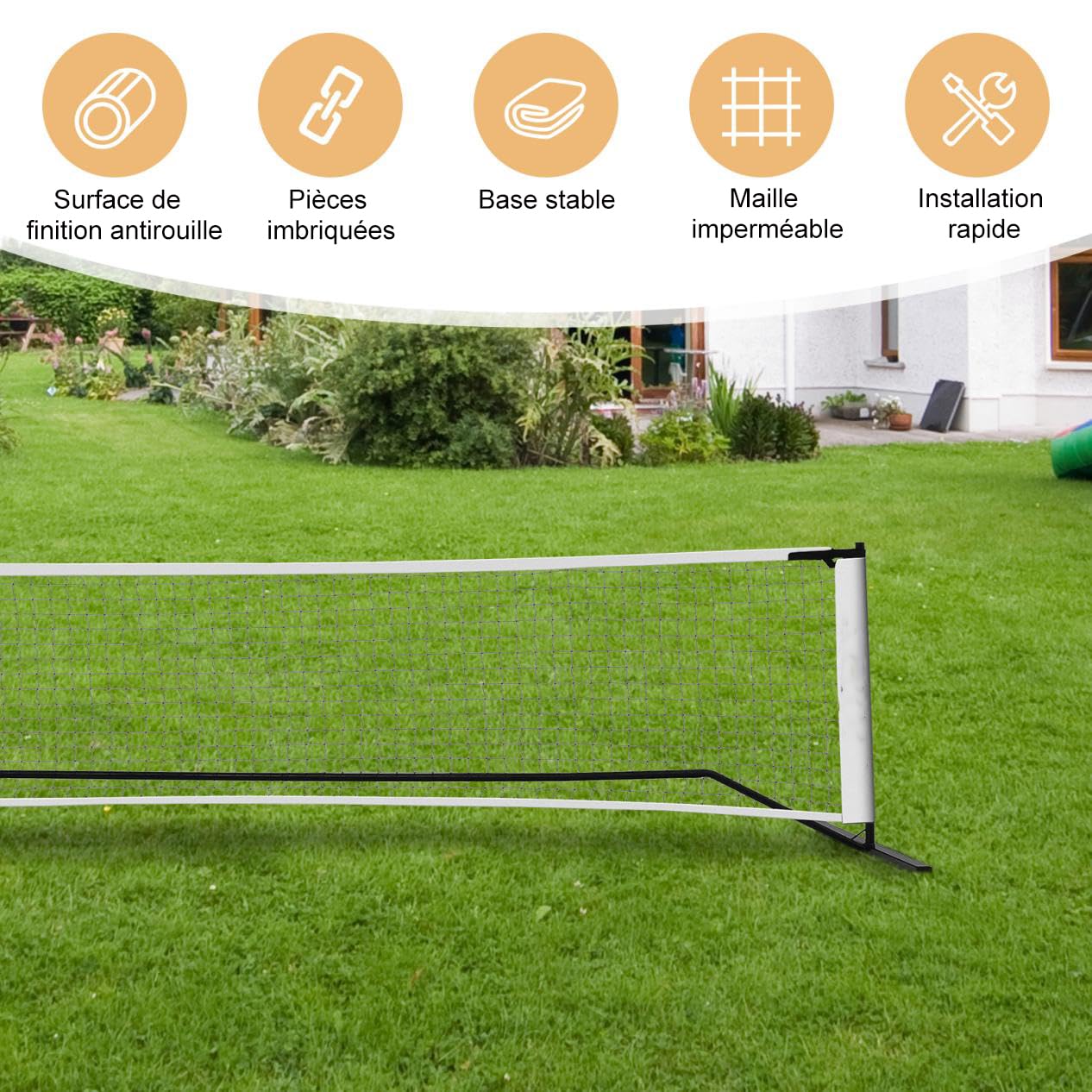 GYMAX Filet de Pickleball Portable 670X92CM en Polyester Durable, avec Base Stable & Sac de Transport en Oxford, Réglage Rapide, Idéal pour Intérieur/Extérieur/Gym/Cour