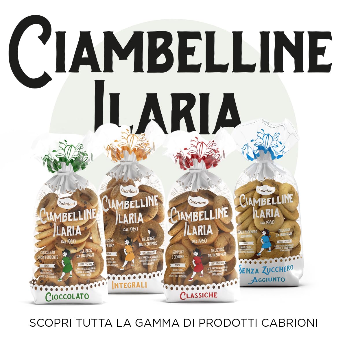 Cabrioni Ciambelline Ilaria Senza Zucchero Aggiunto - Biscotti Senza Zucchero, Perfetti da Inzuppare, Ideali per Colazione Dolce e Merenda, Antica Ricetta con Ingredienti Naturali - Pack da 9 x 650g
