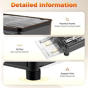 Portable Gas Grill Butane Stove, Portable Camping Grill Gas Stove Portable Tabletop bbq Grill Free Standing BBQ Grill with Grilling Net Carry Case for Camping Traveling Outdoor Cooking