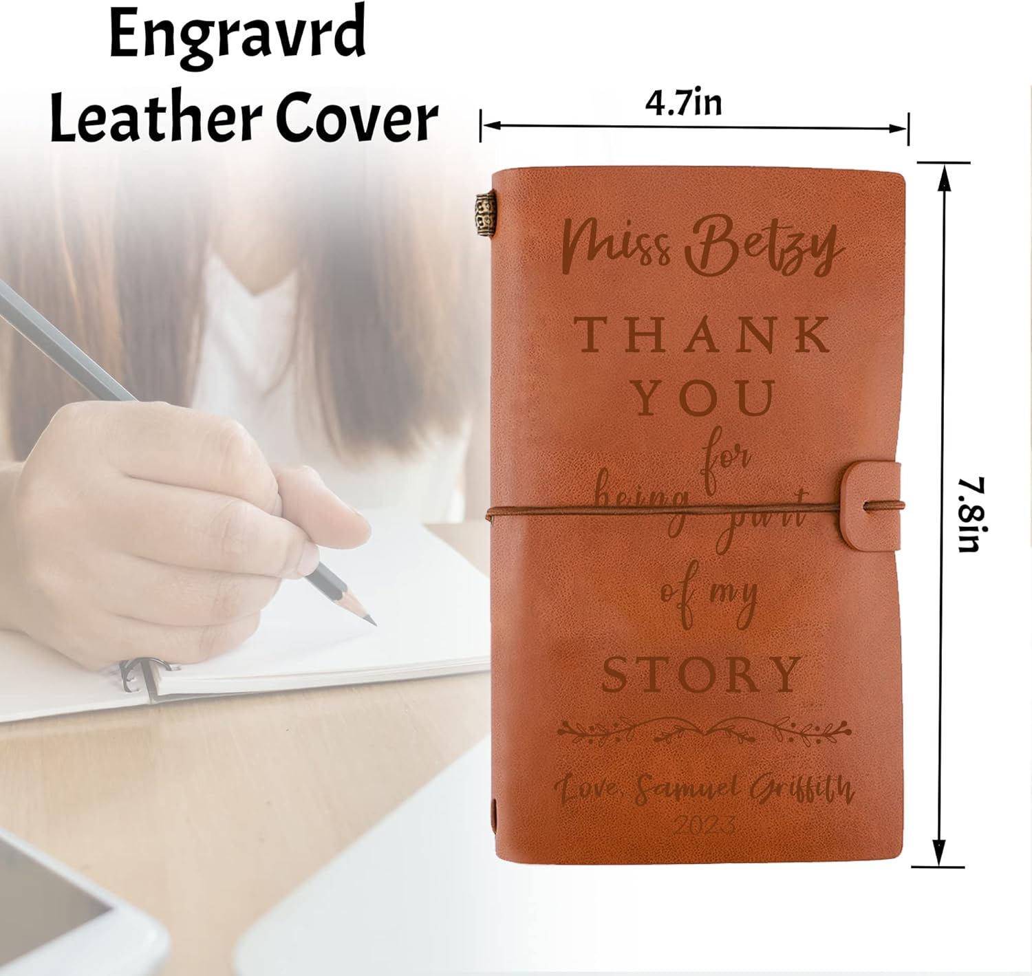 Personalized Leather Journal Gifts for Teacher, Journal Notebook Gift for Teacher, Custom Teacher Appreciation Gift, Retirement Gift, Goodbye Gift-Thank You for Being Part of My Story