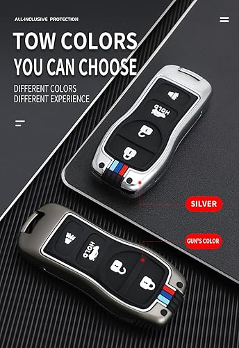 Miniatura 6 de ontto Funda de llavero de 4 botones para Nissan 350Z, Altima Armada, Maxima, Murano, cubierta de llave de automóvil, elegante chaqueta de metal con