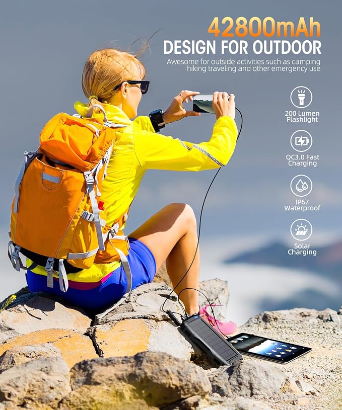Power Bank Solar Portátil 42800mAh Mregb Negro miniatura 7