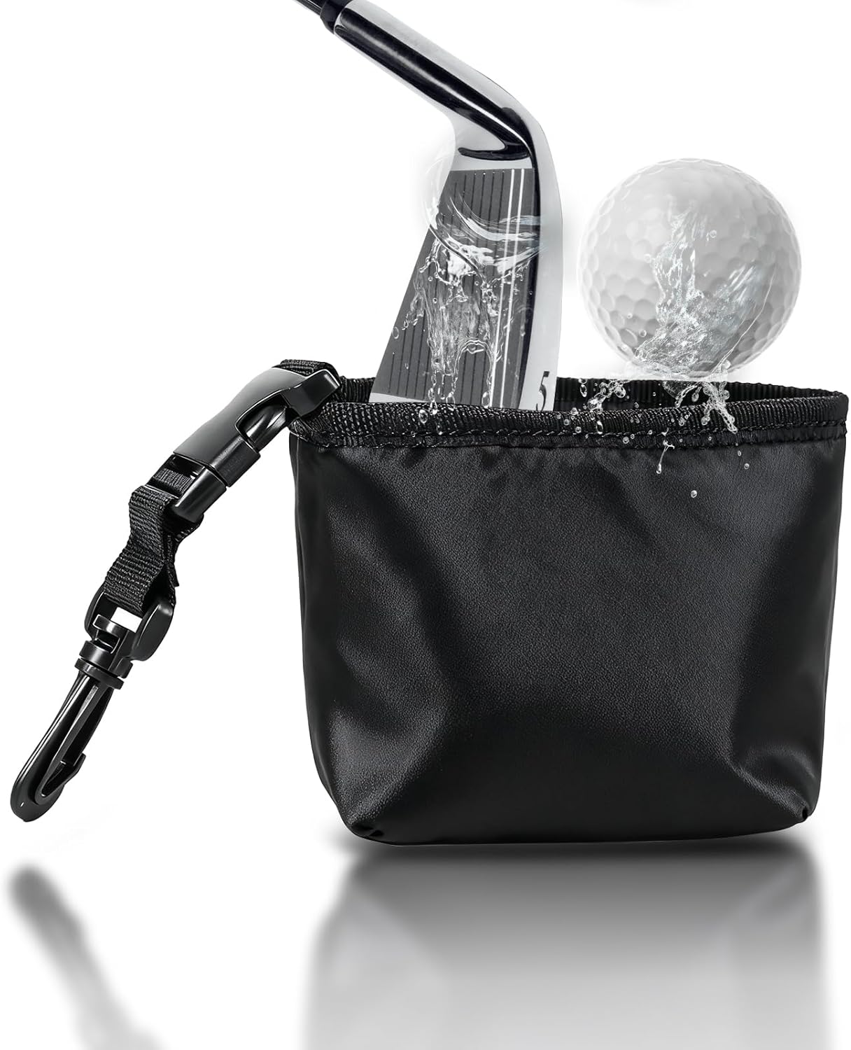 Joyzan Golf Club Cleaner Bag, Golf Ball Cleaning Grooves Pouch Portable Waterproof Clean Inside Washer Brush Detachable Clip Golf Bag Accessories Dry Exterior Quick Dirt Grass Removal Golfer Men Gifts