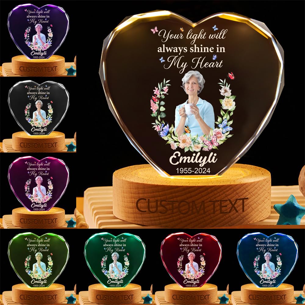 MYZQIFF When You Miss me Have no Fear Personalized Photo Memorial Crystal Globe Lamp, Custom Picture 3D Memory Crystal Ball Night Light Keepsake,Remembrance Sympathy Gift for Loss of Loved Ones