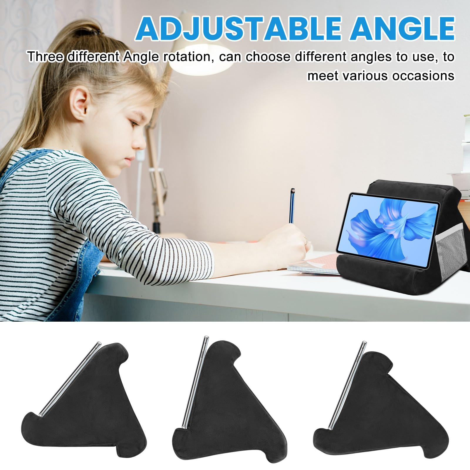 Triangolo Supporto per Tablet iPad Smartphone Lettura Libri Nero
