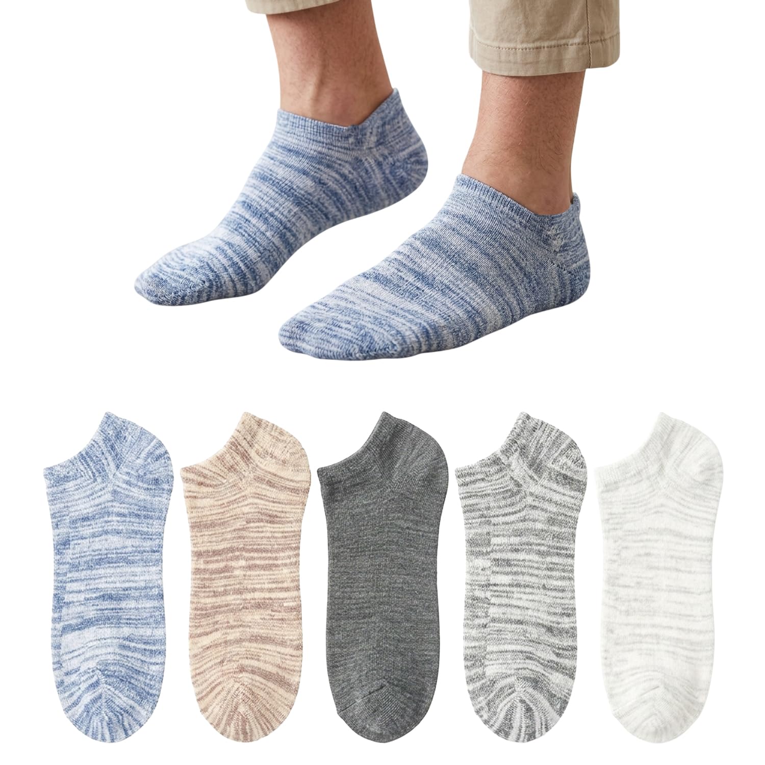 Ankle Socks for Men Cotton Low Cut Sports Socks for Gym, Running & Soft Breathable Casual Socks Pack Of 5-image-46