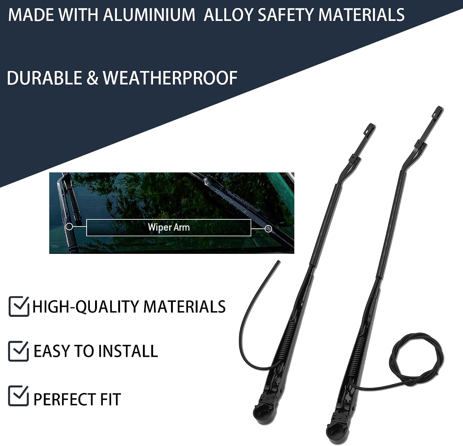42819 42820 1 Pair Front Windshield Wiper Arm Kit Fits Compatible with 1990-2025 International 3200 7700 RH613 TerraStar 2007 2012-2014 IC Corporation 3200 Replaces OE 3535049C2 3535050C3