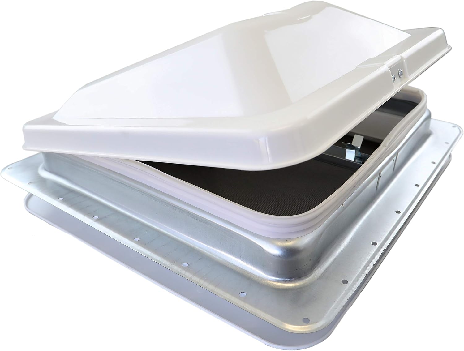 14" Non-Powered RV Roof Vent with White Wedge Style Lid with Plastic Crank Handle | 71111A