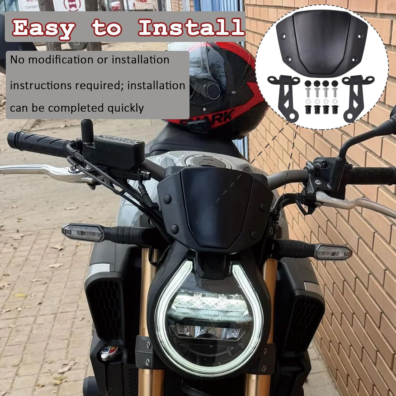 2024 CB650R Motorcycle Accessories Windscreen Front Flyscreen Wind Screen with Mount Bracket Replacement for HO&N&DA CB 650R CB 650 R Front Fly Screen 2024-2025 (Silver)
