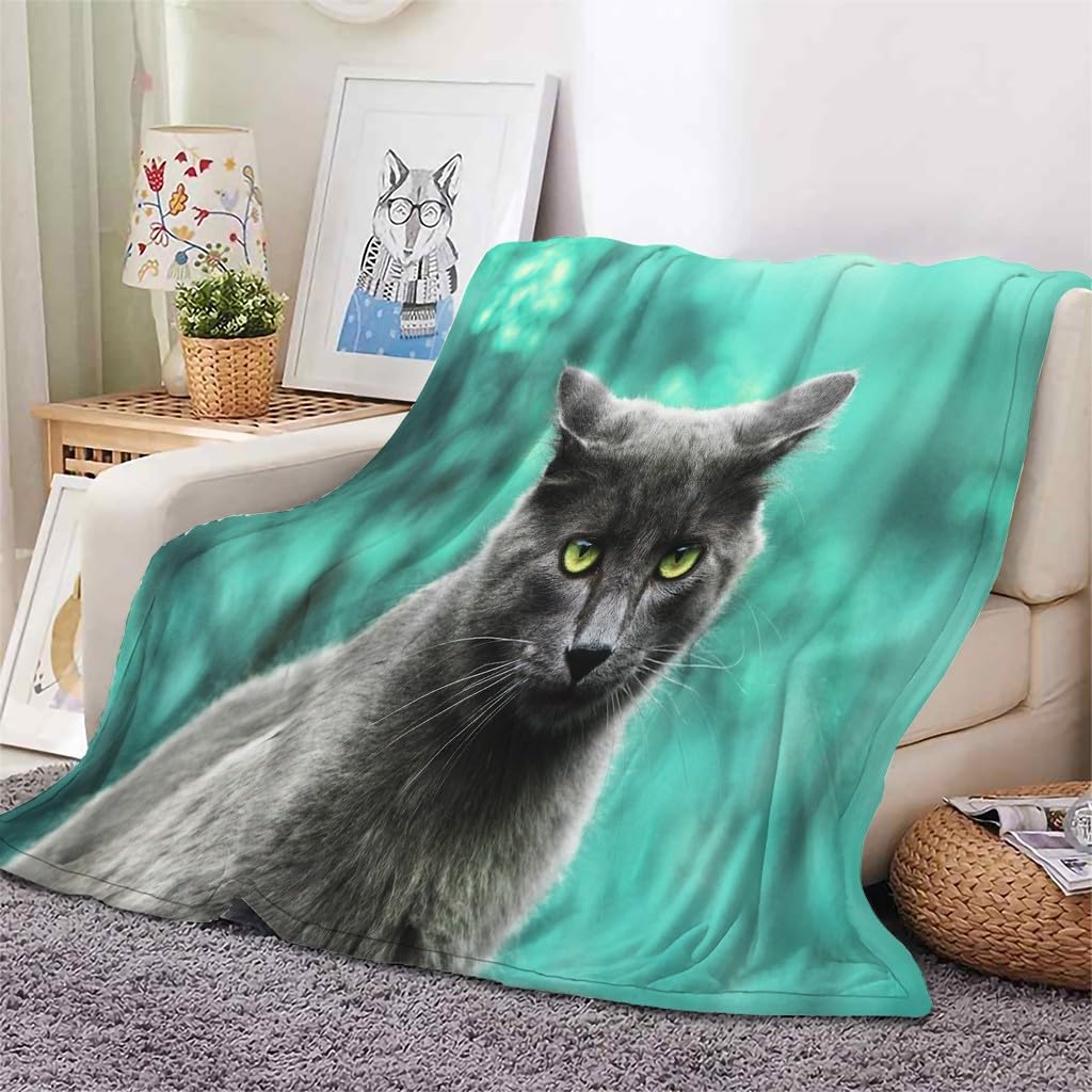 Koc dla zwierząt domowych Koce Niebieski kot Pojedynczy koc na łóżko miękkie ciepło, puszyste koce na sofę flanelowe 180 x 200 cm na wszystkie pory roku