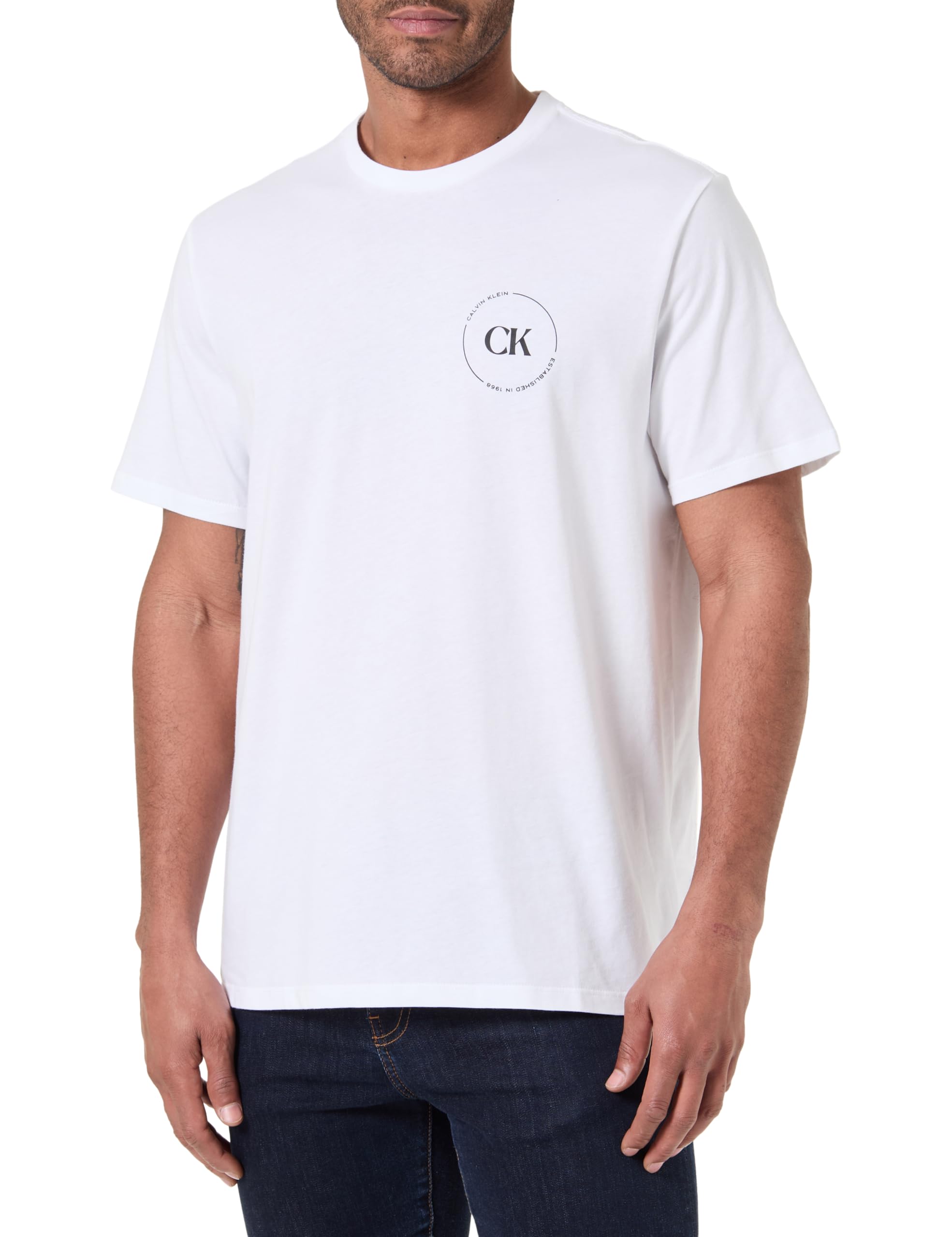Calvin Klein Men’s T-Shirt Short Sleeve with Logo, White (Bright White), 2XL