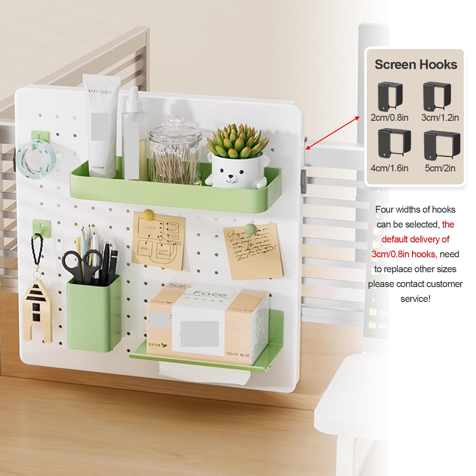 Kit organizer per pannelli forati, in metallo, per scrivania, organizer da scrivania, espositore salvaspazio con ganci per scrivania da ufficio e casa
