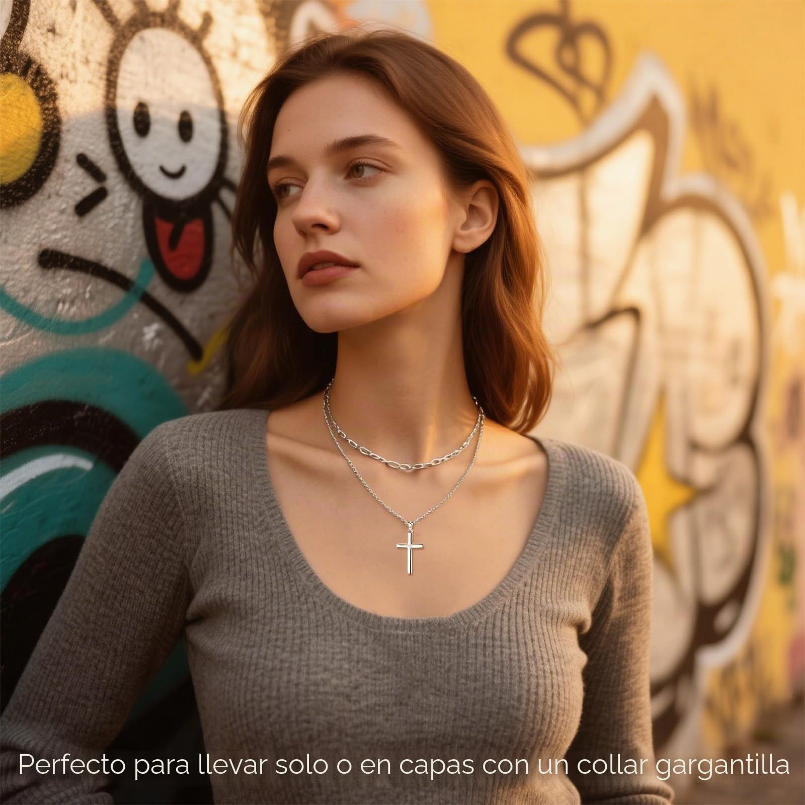 CELESTIA Collar Cruz de Caravaca Plata de Ley 925 Mujer Colgante Oro Hombre Crucifijo Joyas Regalo para Mujer Hombres