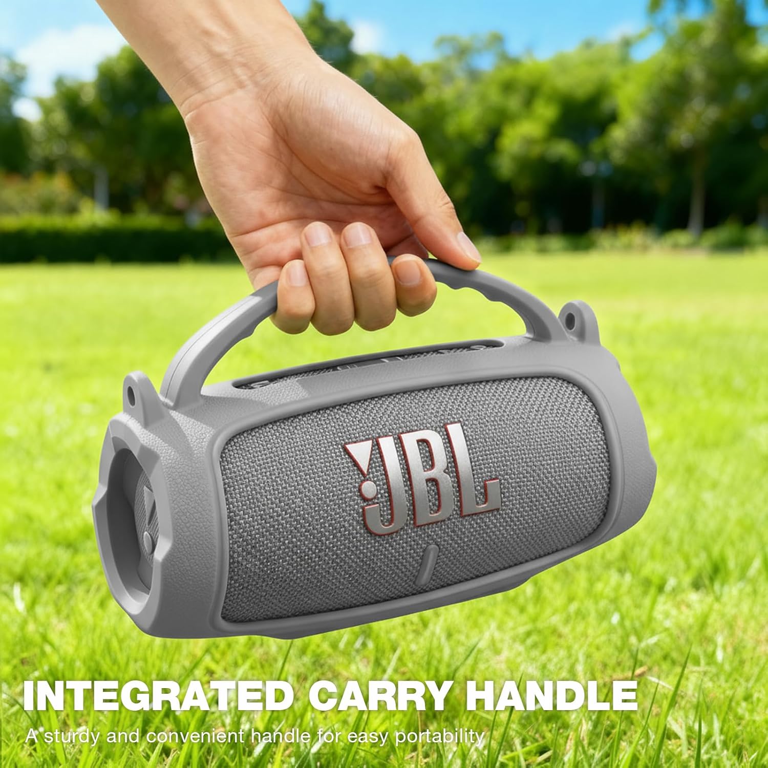 Silicone Case Compatible with JBL Charge 5 Portable Waterproof Bluetooth Speaker (Gray) - Image 6