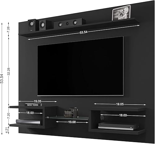 Miniatura 24 de Manhattan Comfort Plaza - Centro de entretenimiento flotante para sala de estar, soporte de TV montado en la pared con estantes de exhibición