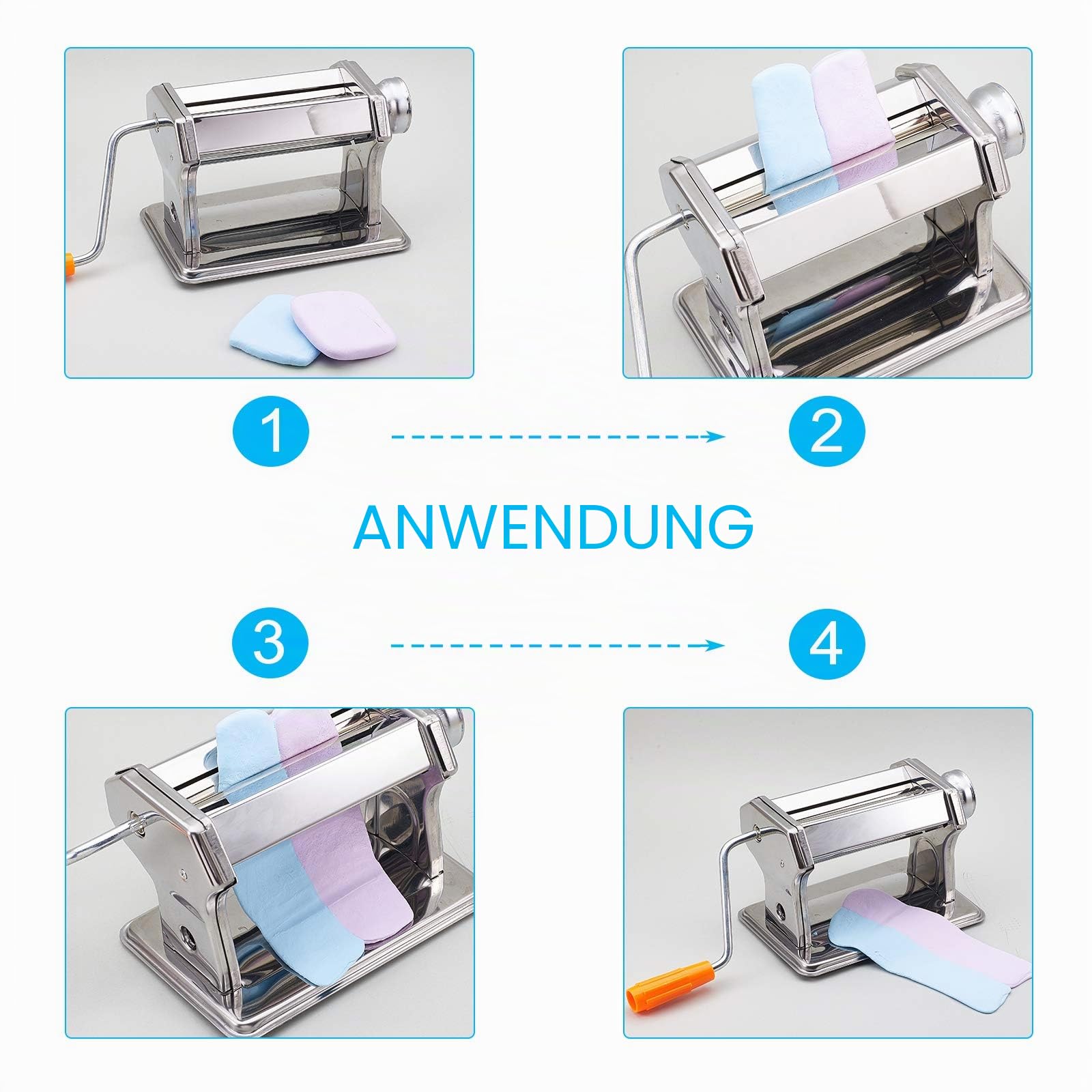 PH PandaHall Polymer Clay Press Tonpressmaschine, Handbetrieben | Handbetrieben, 6 Dickenoptionen, Zum Abflachen und Glätten, Tischklemme enthalten