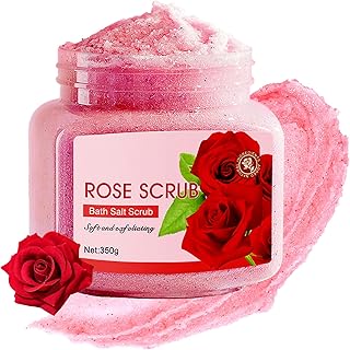 Rose Body Exfoliator, Deep Cleaning Exfoliating Body Scrub, Moisturizing Nourishing Salt Rose Body Scrub, 350 g