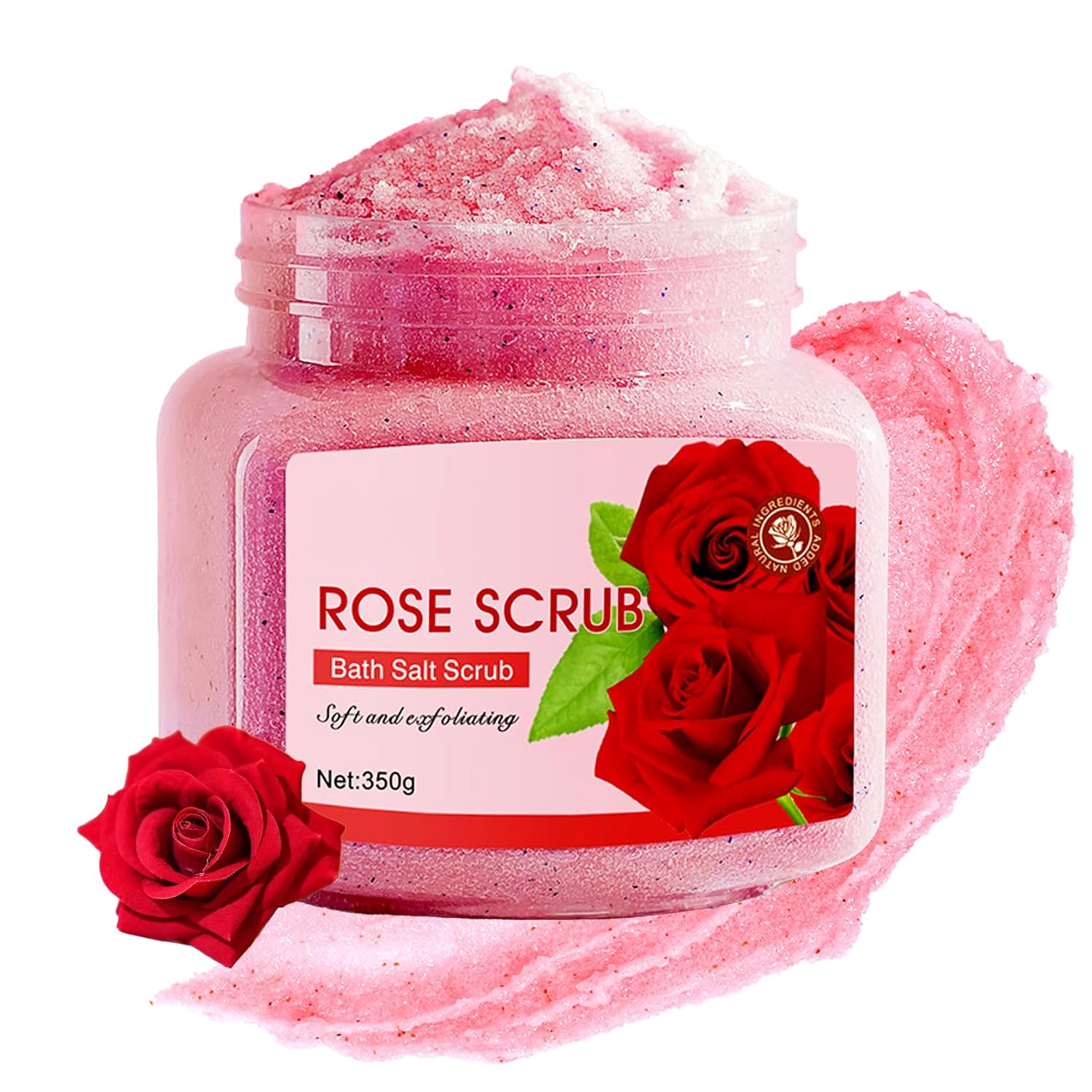 Rose Body Exfoliator, Deep Cleaning Exfoliating Body Scrub, Moisturizing Nourishing Salt Rose Body Scrub, 350 g