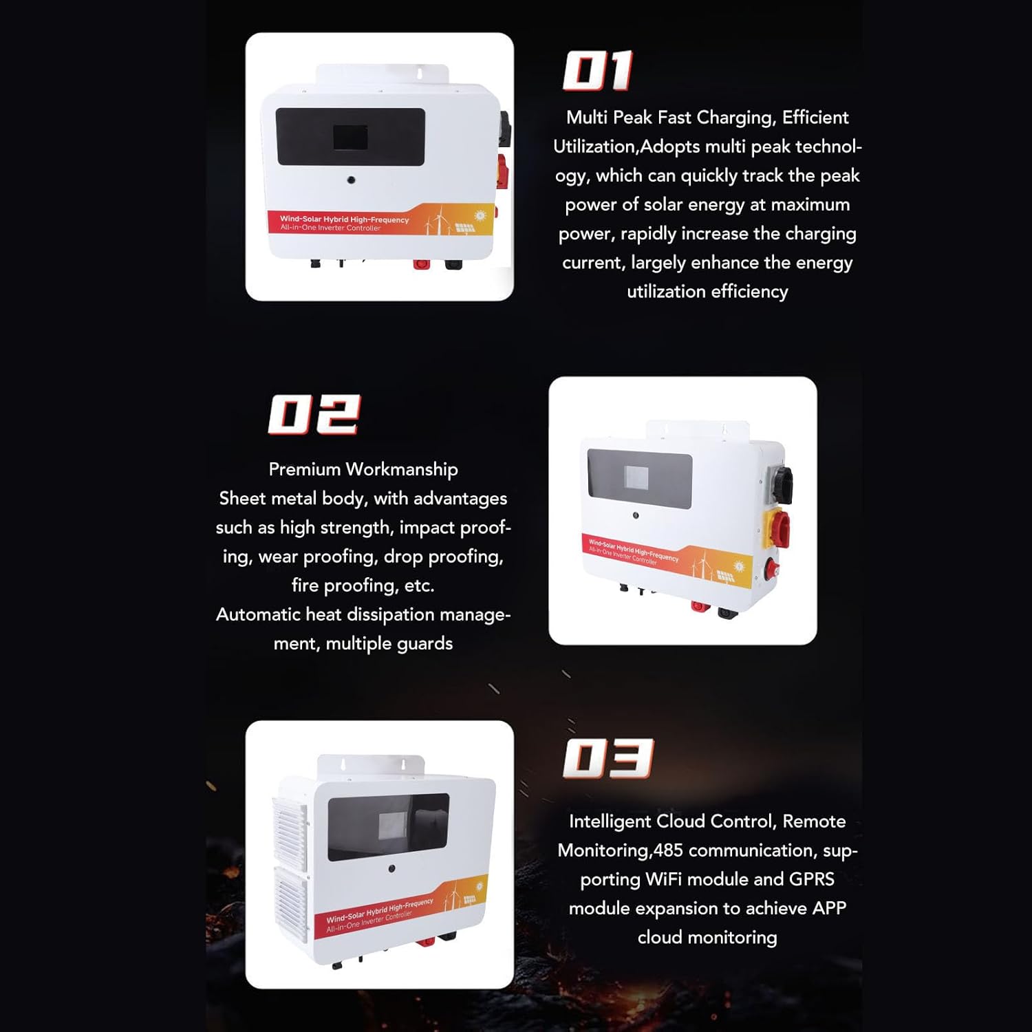 Portable Power Station Solar Generator 1000W 1166Wh Capacity Generic 1000W風力ソーラーハイブリッド充電コントローラー、デュアルMPPT 600W風力40ソエネルギーレギュレーター、