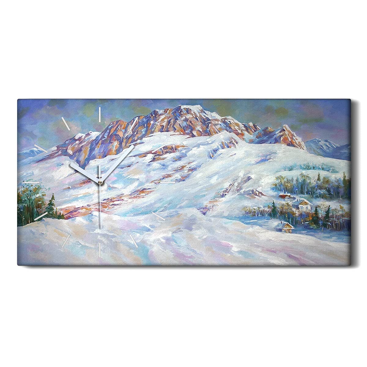 Horloge sur Toile Silencieuse 60x30cm Image Décoration d'Hiver