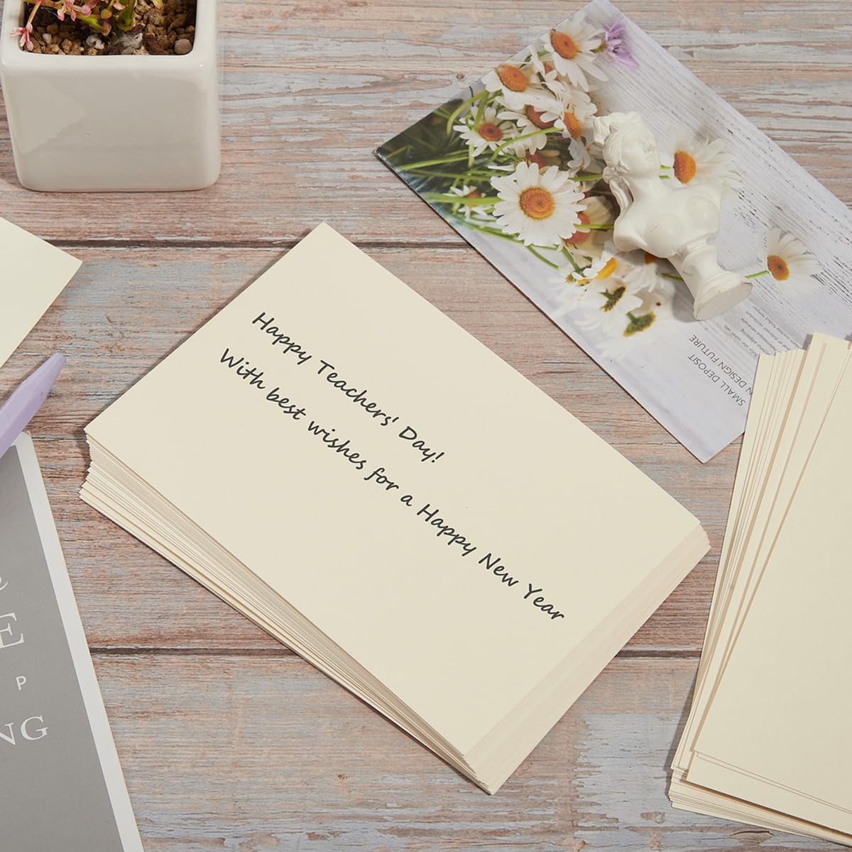100 Pack Thick Paper Cardstock Blank Heavy Cards Stock for Invitations, Greeting Cards Making, Postcards, Photos, 250GSM Thick Paper (Cream, 4x6 inches)