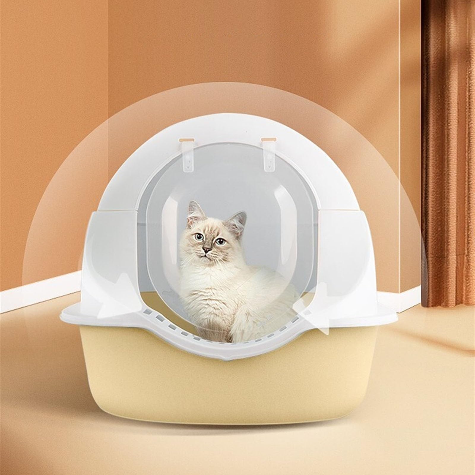 Lettiera per Gatti Lettiera for gatti completamente chiusa e antispruzzo, lettiera for gatti con paletta, grande lettiera con coperchi, antispruzzo e facile da pulire Toilette per Gatti(Yellow)