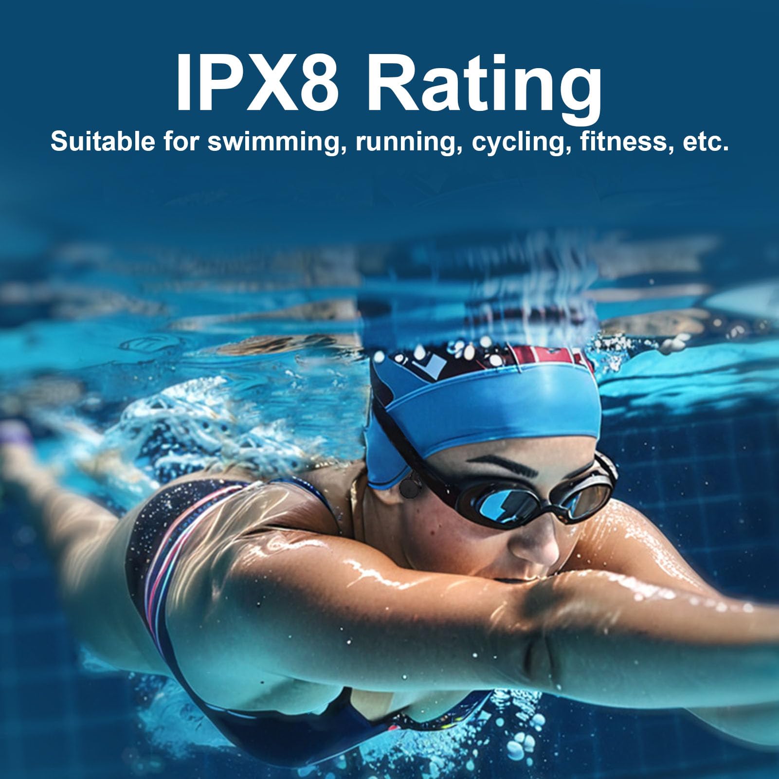 Bluetooth 5.3 Słuchawki Przewodnictwa Kości IPX8 Water Water Proof - 16 GB MP3 Słuchawki Pływackie z 12H Playtime, Otwarte Słuchawki do Uszy do Basenu/okrążenia, Nurkowanie, (BLACK)