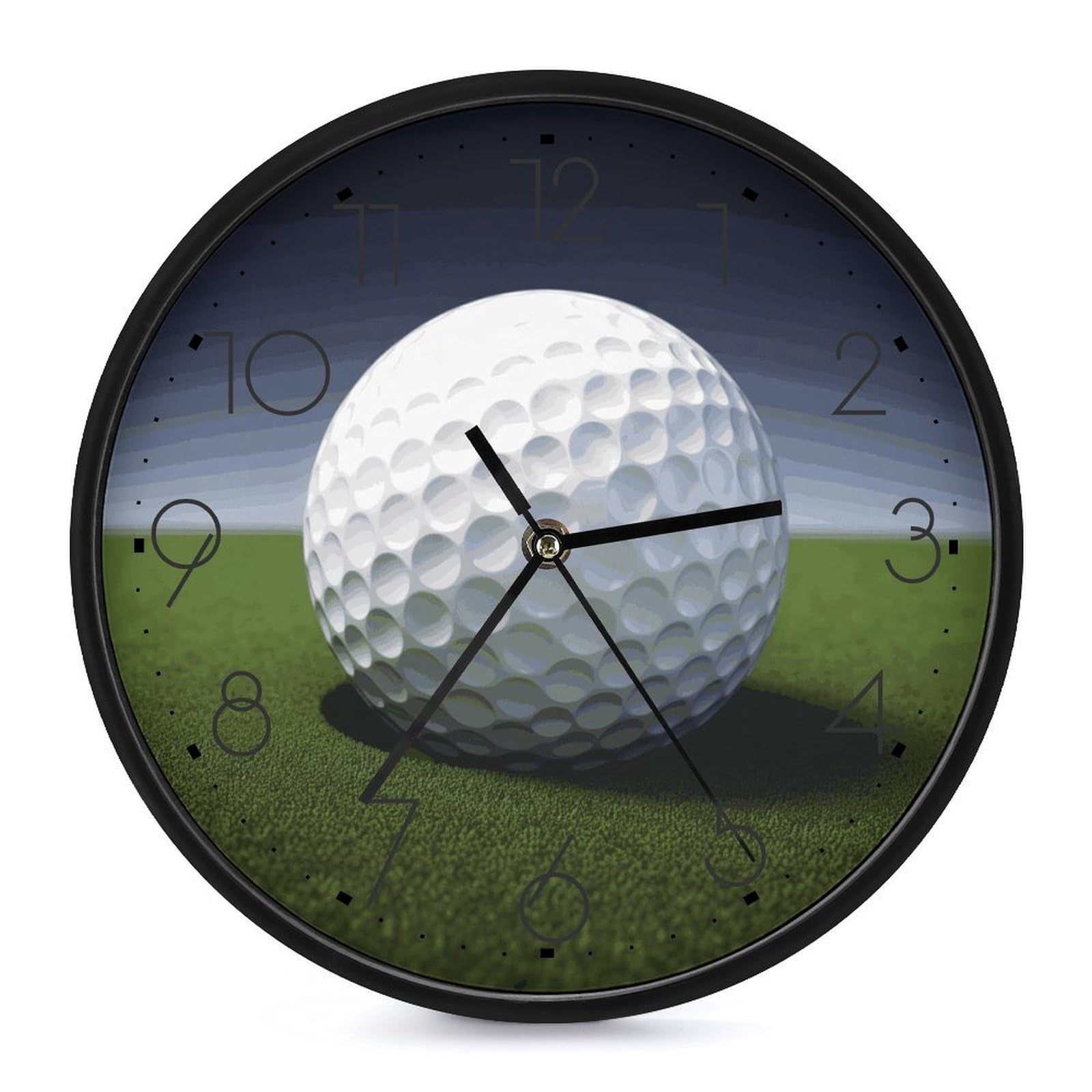 Horloge murale moderne ronde balle de golf 25cm silencieuse pour cuisine et bureau