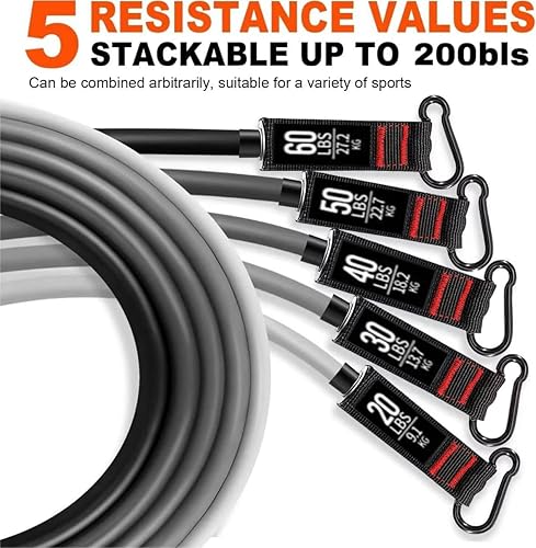 Miniatura 3 de "Juego de bandas de resistencia  Bandas de entrenamiento resistentes de 200 libras para entrenamiento de fuerza, gimnasio en casa y terapia física