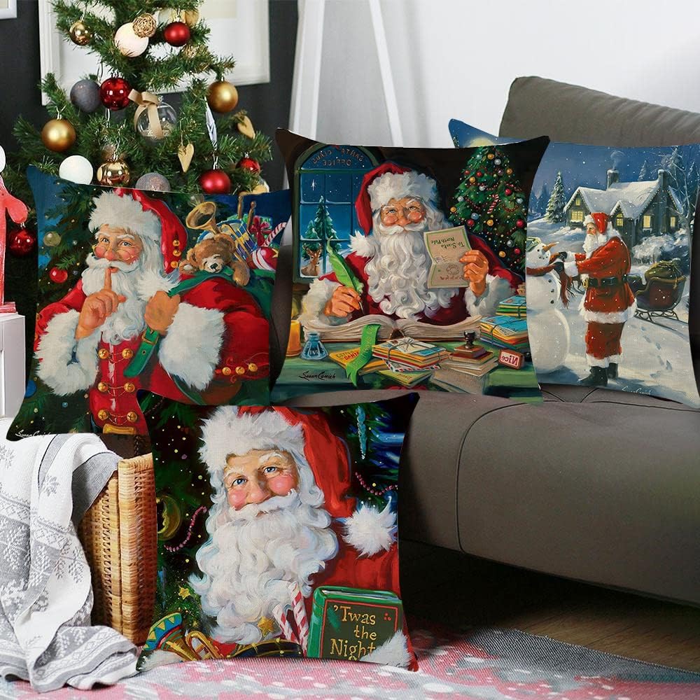 Christmas Cushion Covers, Set of 4 Throw Pillow Covers 18x18 Inch Christmas Decorative Pillow Case for Living Room Sofa Chair Home Office Shop Decor Gift 5 717REvX9ppL. AC SL1000