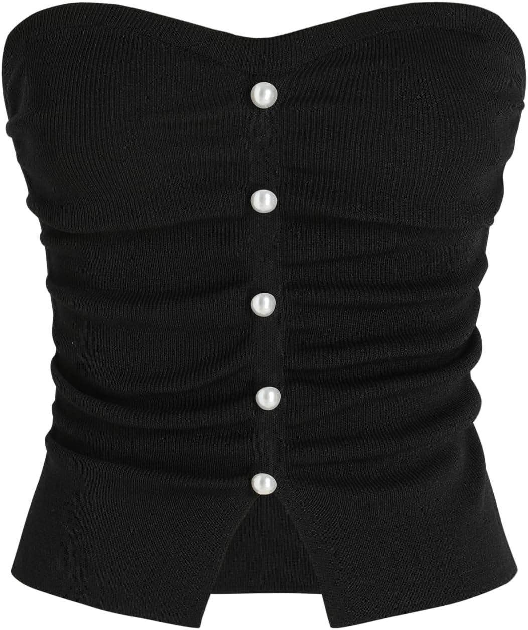 CIDER Faux Pearl Tube Tops for Women Crop Knit Split Hem Ruched Going Out Tops Cute Summer Outfits Y2K