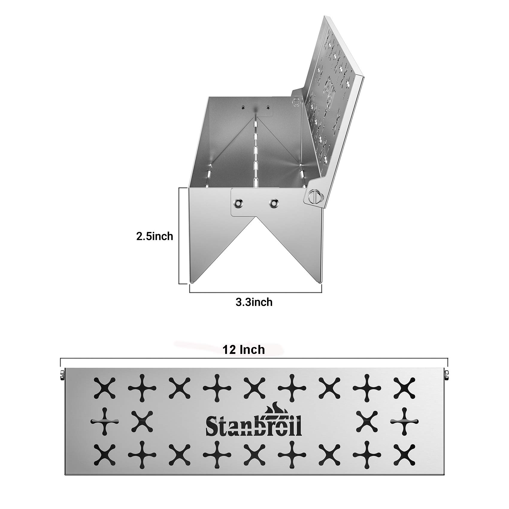 Caja de ahumador de acero inoxidable para asar a gas | Caja de ahumar astillas de madera para parrilla de gas y carbón | Diseño doble en forma de V y tapa con bisagras para caja de humo - 12 2