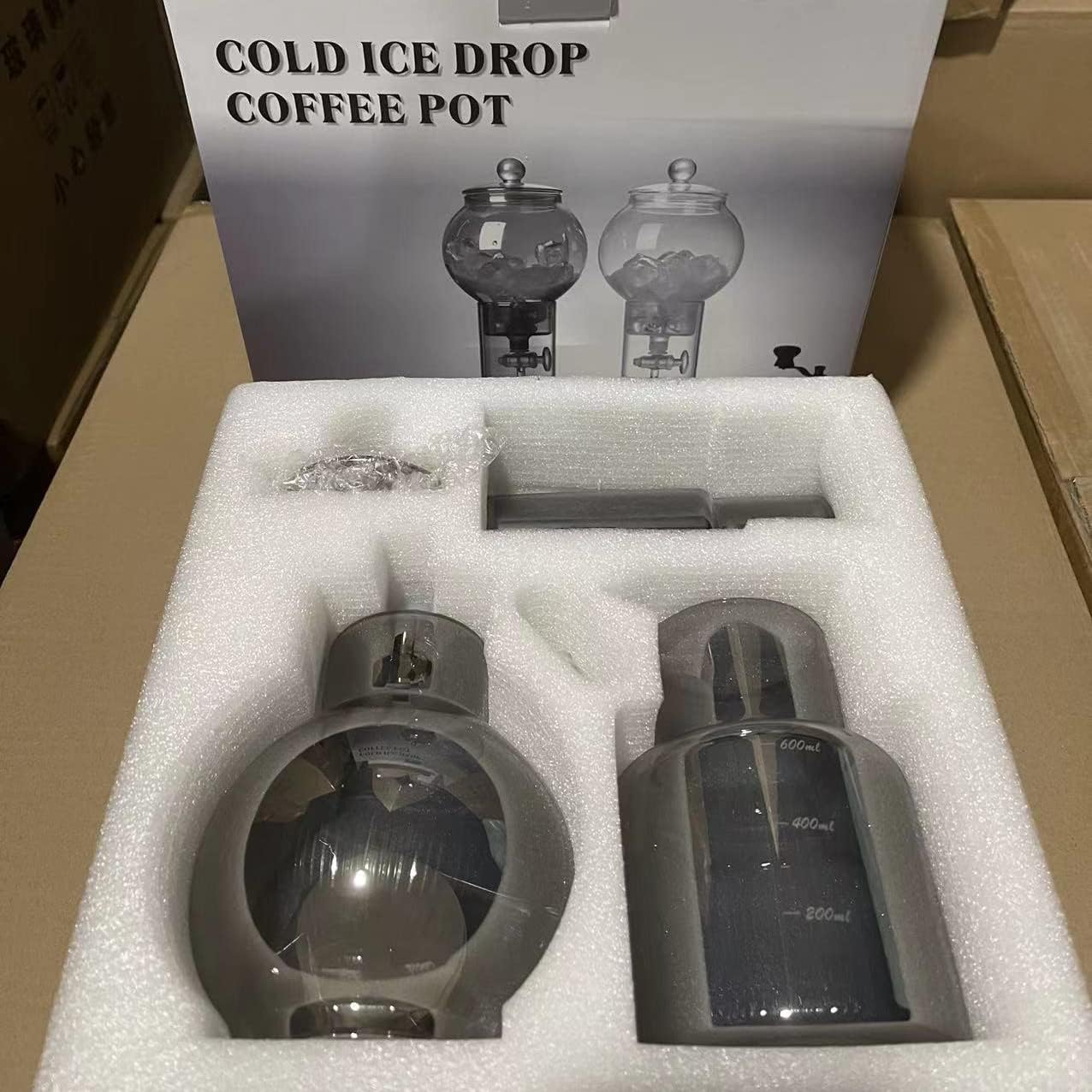 NA Ice Drip Coffee Maker 600ml Iced Coffee Maker Glass Cold Brew Maker with Filter for Home Office Bar Cafe (clear)