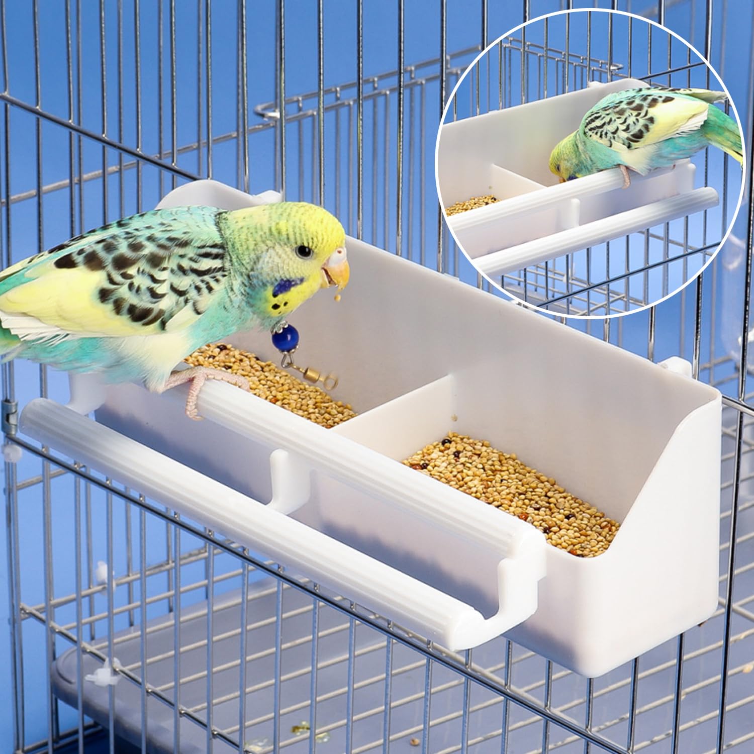 POPETPOP Hängender Vogelfutterbecher – Transparent, 12x6x5,5 Cm, Für Käfige Mit Papageien, Sittichen Etc.