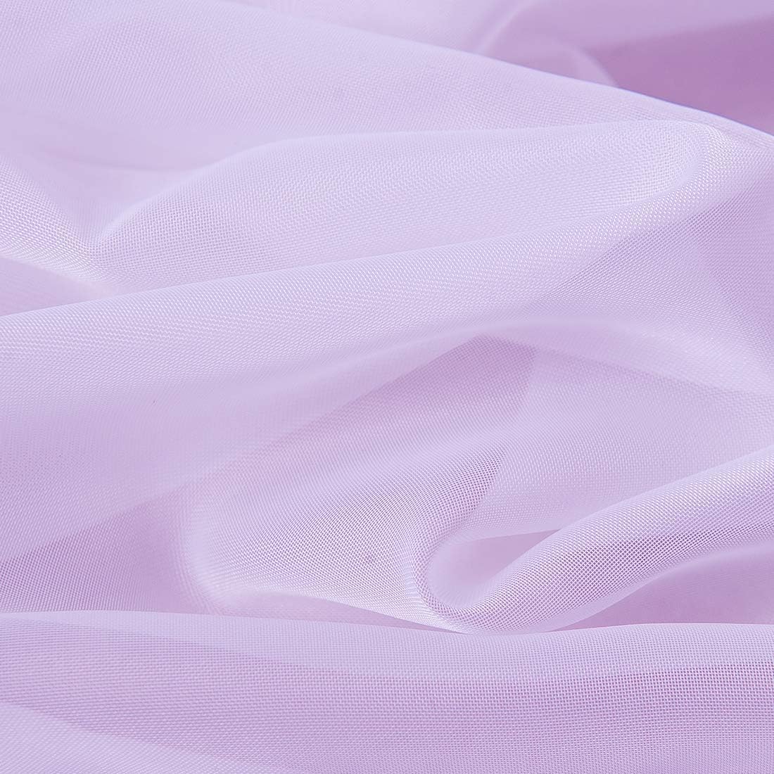 vctops 3-Piece Sheer Voile Beaded Curtain Valances for Kitchen Rod Pocket Short Curtain Panels, 51" x 24", Light Purple