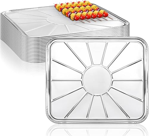 Miniatura 3 de Lawei Juego de 30 forros desechables de aluminio para horno, 18.5 x 15.5 pulgadas, bandeja de goteo para horno, hornear y asar a la parrilla,