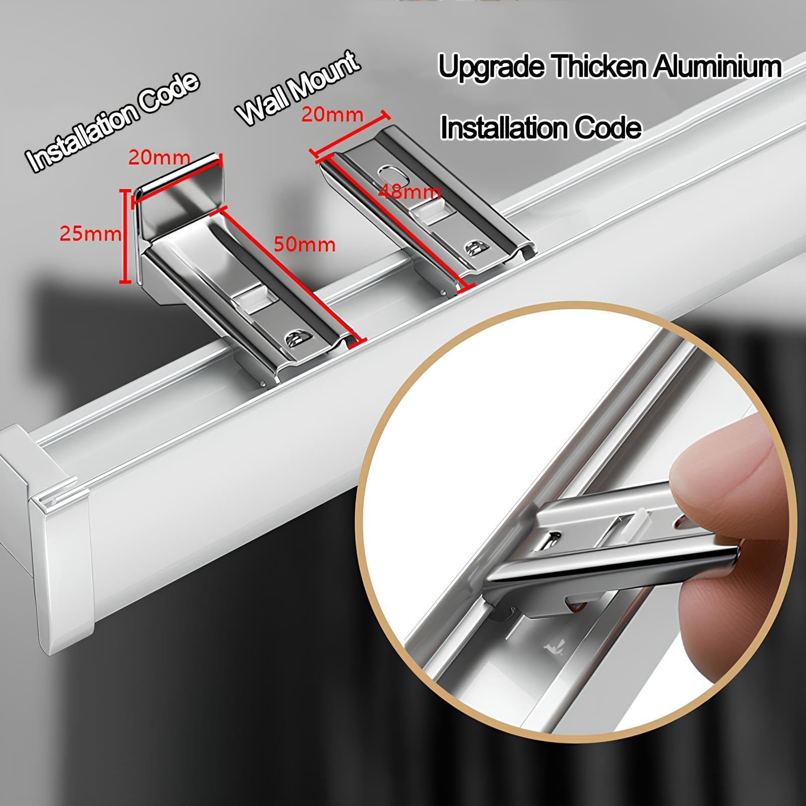 Gardinenschiene Vorhangschiene Aluminium Gardinenstange Geräuschloses Duschvorhangstange Für Fenster, Raumteiler, Duschen(Gray-Wall,1.2m)