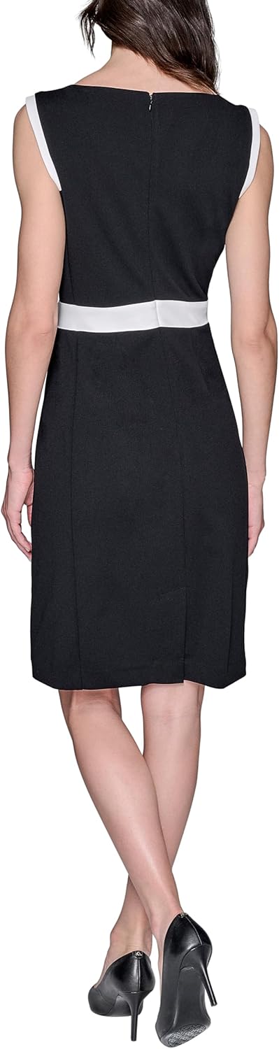 Karl Lagerfeld Womens Lined Arm Trim Scuba Crepe Sheath Dress - Image 4