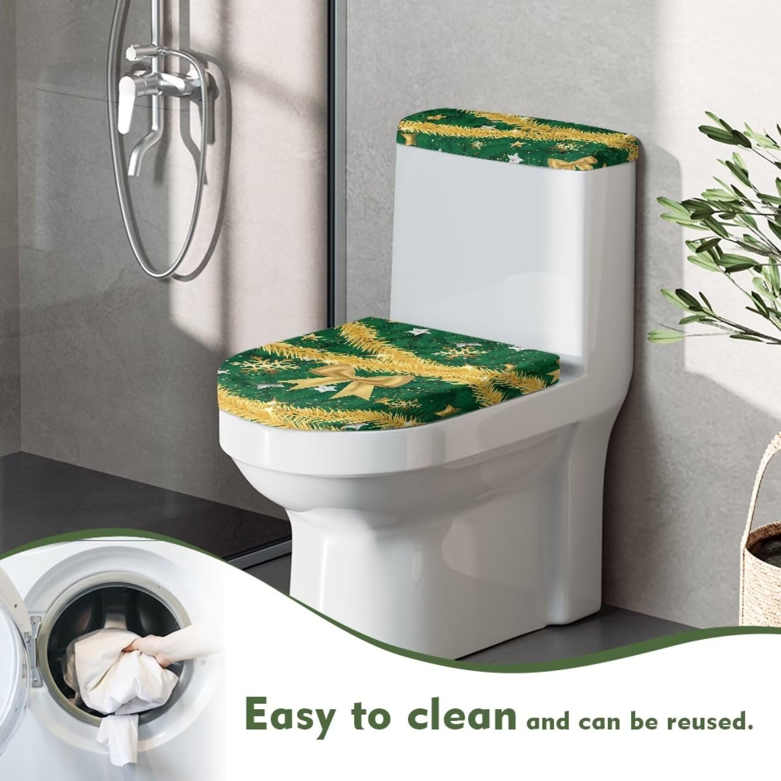 KAKOWELY Housse de base de Toilette Lavable Protecteur de Couvercle de Siège de Toilette pour Maison Hôtel Toilettes Publiques Accessoires de Décoration de Salle de Bain 12.99X9.06X0.39 Pouces
