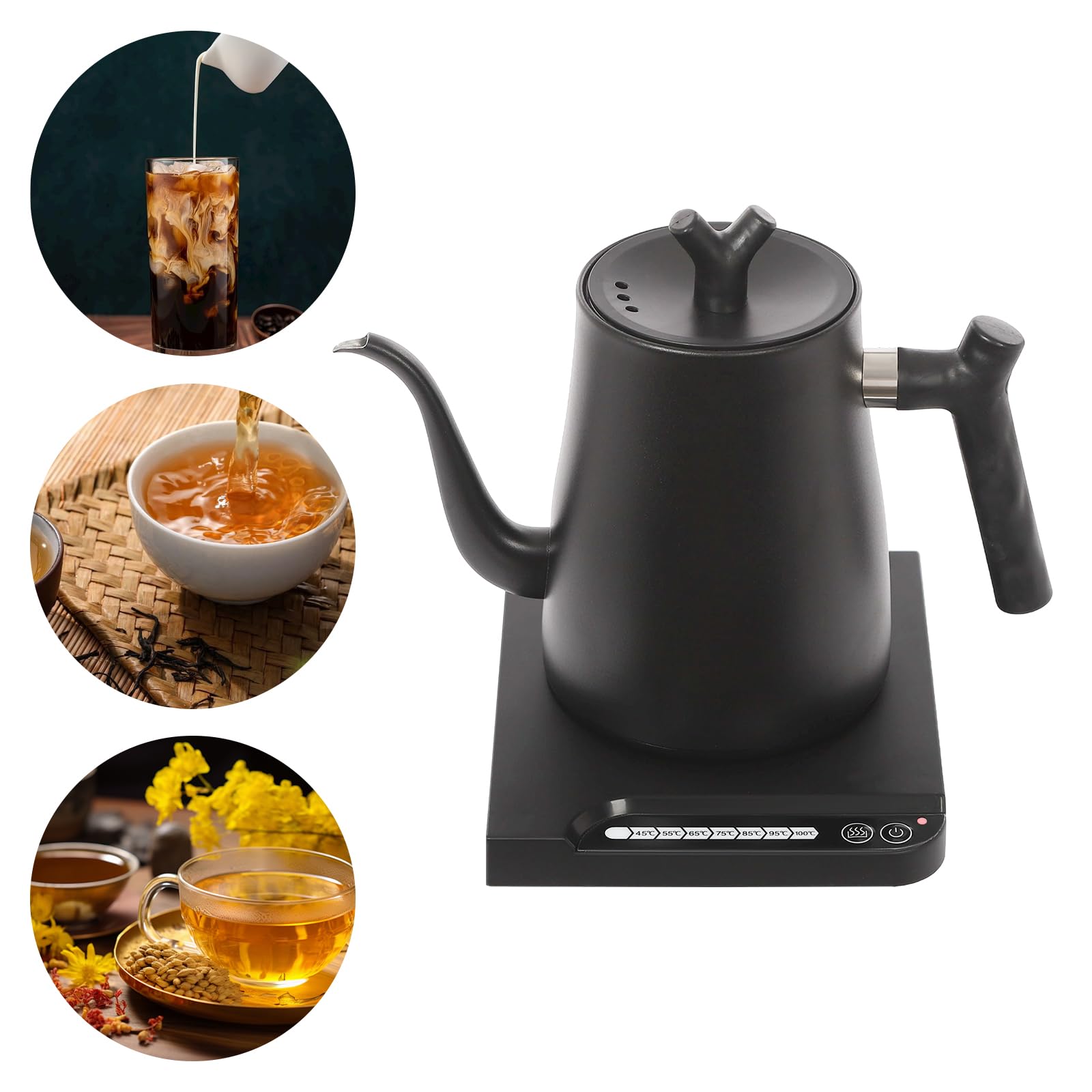 Bollitore elettrico in acciaio inox, 1000 W, 1 l, riscaldamento rapido, protezione contro il surriscaldamento, funzione di archiviazione di 3 minuti, progettato per tè, caffè, alimenti per bambini