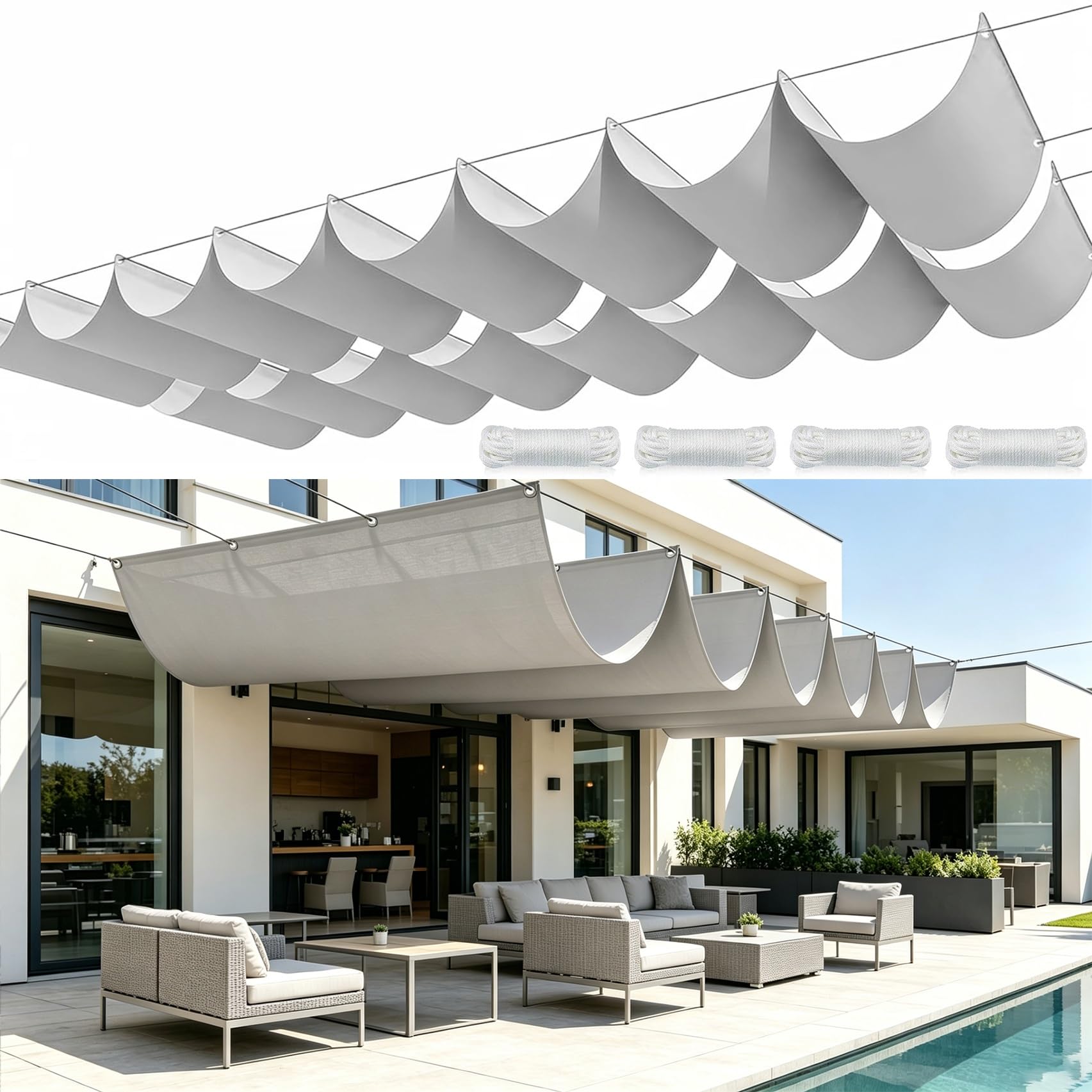 Voile ombrage rectangulaire bâche pour jardin et serre gris clair