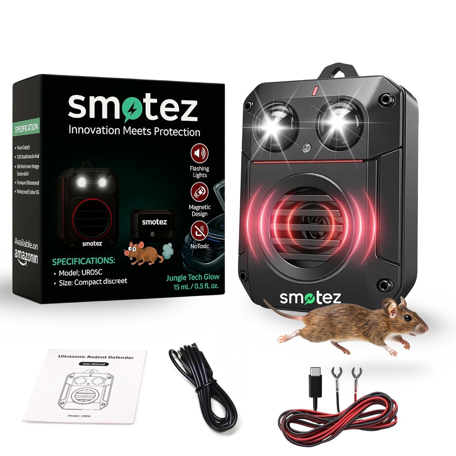Advanced Car Rat Protector/Ultrasonic Rat Repellent for Car Engine/Rat Protection for Car/Rat Mesh for Car/Waterproof & 95% Efficiency - Amazon product rated Grade B