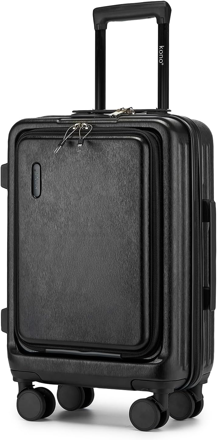 Kono 20 Inch Suitcase ABS+PC Hard Shell Trolley, Lightweight Travel Carry on Cabin Baggage TSA Lock, Fashion Check in Case Hand Luggage with 4 Spinner Wheels(Black)