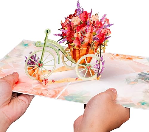 Miniatura 3 de Frndly by Paper Love, tarjeta desplegable de bicicleta floral, para todas las ocasiones, cumpleaños, día de la madre, día de San Valentín, gracias,