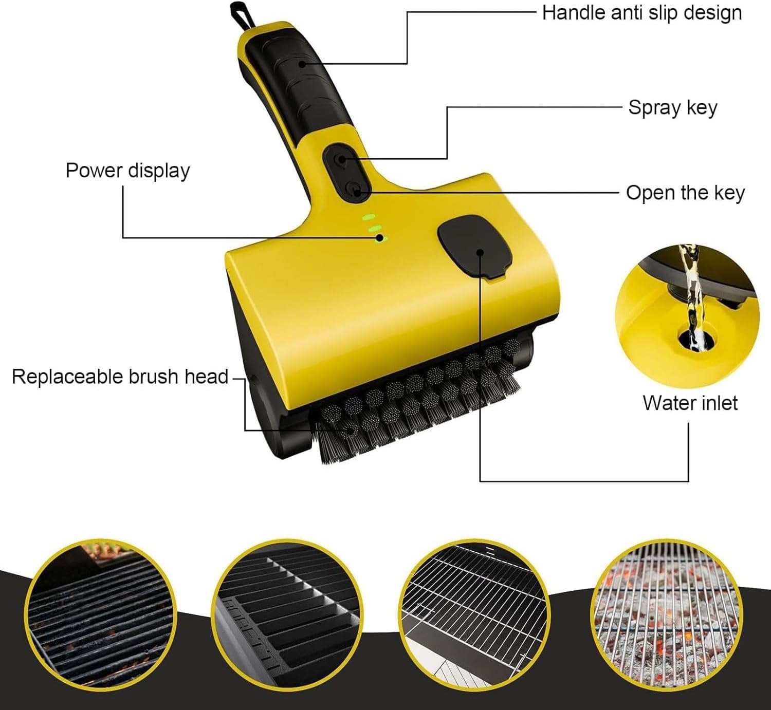 電気グリルクリーナー、350 RPM 毛のない回転グリルブラシ、充電式ワイヤレスバーベキューグリルクリーナーブラシ、屋外とキッチン用