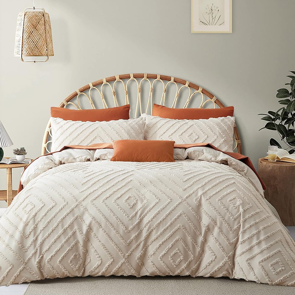 Housse de couette 140x200 fermeture éclair beige Freyamy fini les couettes qui glissent au réveil