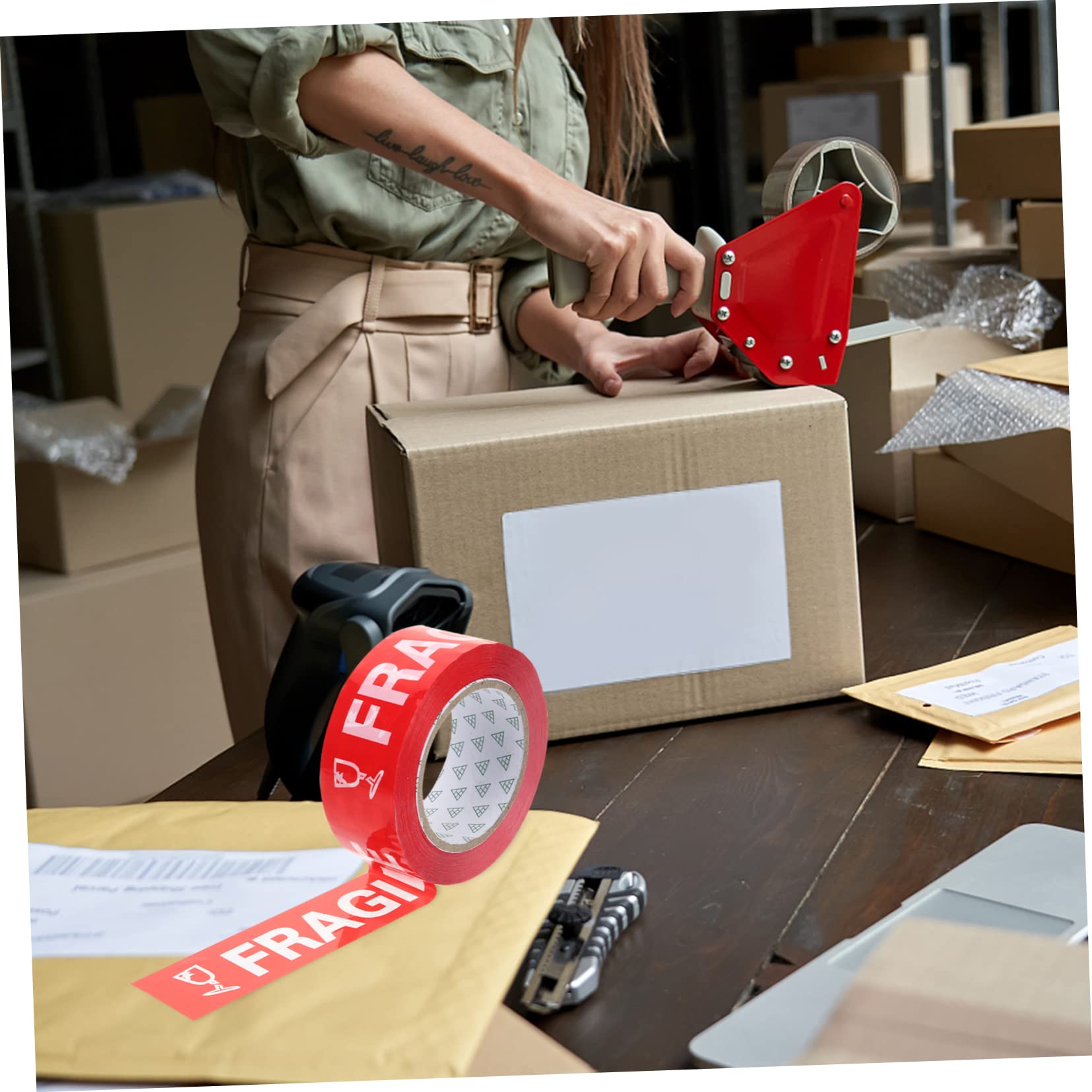 PRETYZOOM 4 Rollen Warnklebeband Material Zerbrechliches Klebeband Für Verpackungskartons Für Vorsicht Aufmerksamkeit Sorgfalt Danke Dieses Zerbrechliche Versandband Zerbrechliches
